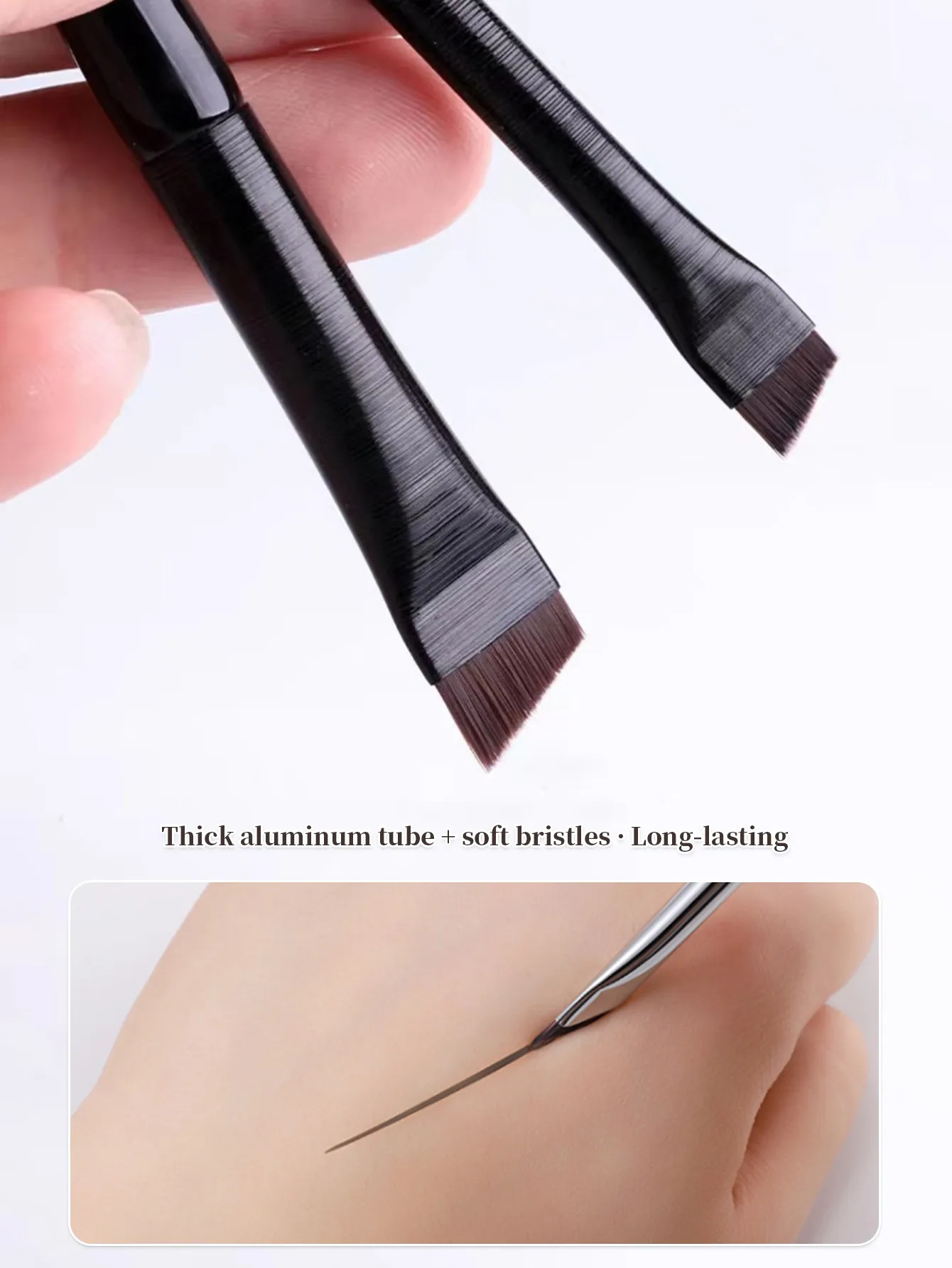1 Set Of 5 Makeup Brushes Blade Eyeliner Brush Lower Eyelid To Flat Head Oblique Angle Eyebrow Brush Horizontal Silkworm Brush — image 5