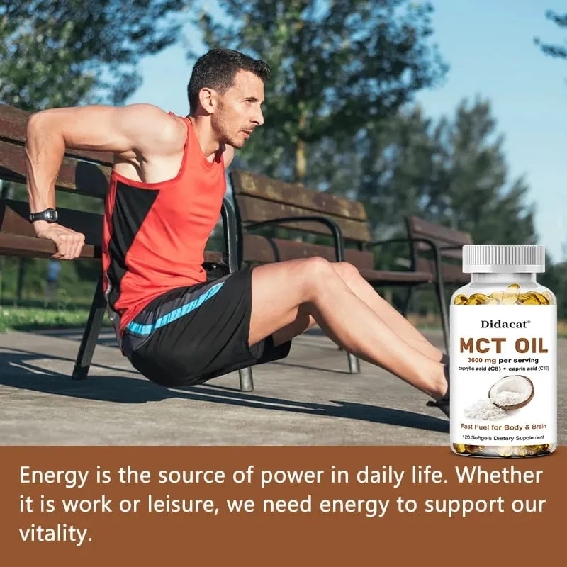 MCT Oil Capsules 30/60/120 Softgels 3600mg Per Serving C10 & C8 Brain Fuel Energy Weight Management Non-GMO Supplement — image 5