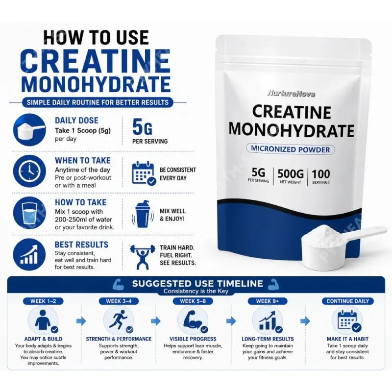 Micronized Creatine Monohydrate Powder 500g 100 Servings 5g Scoop Sports Nutrition Supplement for Men & Women — image 5
