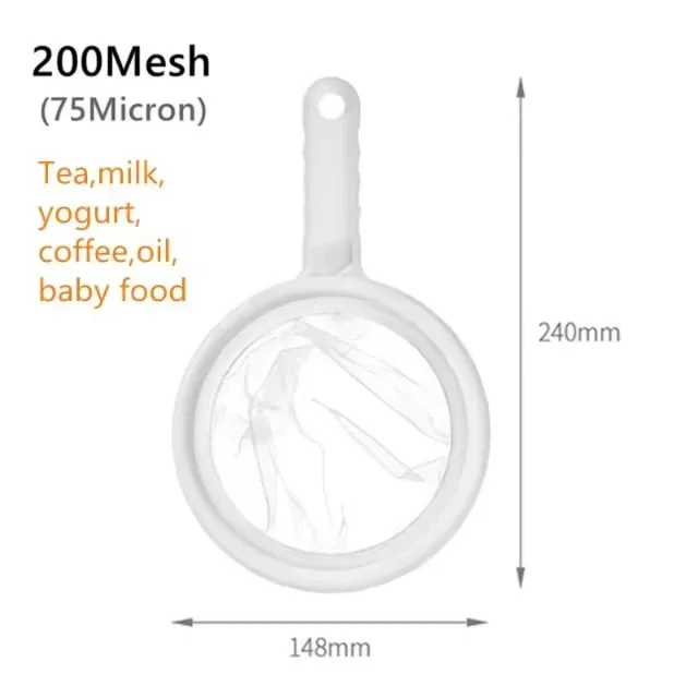 Nylon Ultra-fine Filter Mesh Sieve Soy Juice Coffee Milk Food Strainer Spoon Kitchen Gadgets 120/200/400 Mesh Filter