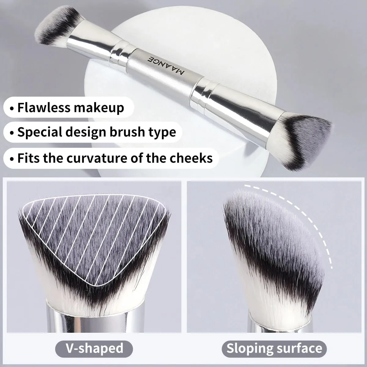 4pcs Makeup Brushes 2pcs Dual-ended Concealing Blush Brushes 2pcs Flat Top Angled Foundation Brushes Kit for Gifts Girls — image 2