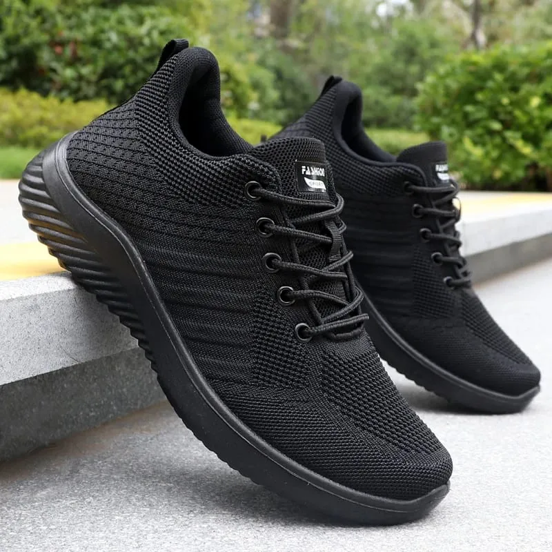 Men's Solid Lace-Up Casual Shoes Lightweight Outdoor Sneakers Suitable for All-Season Training and Exercise Lightweight Breathable Non-Slip Ideal for Casual Walking Enthusiasts — image 3