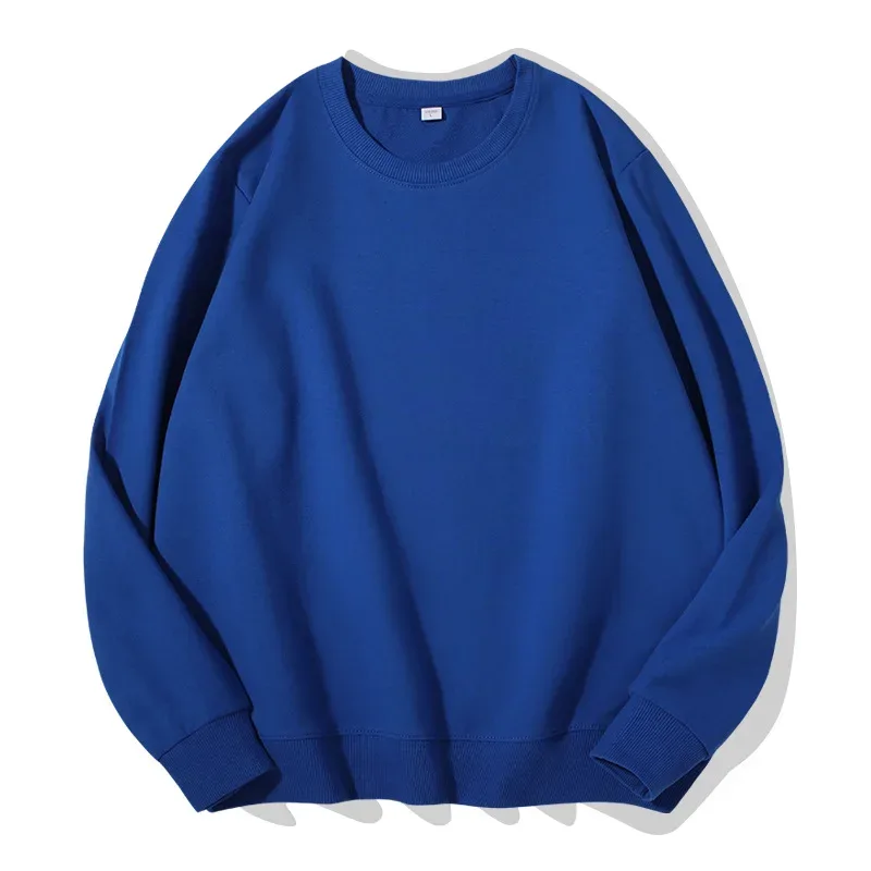 260g 100% Cotton Men's Hoodless Sweater Pullovers Sweatshirts Men Loose Solid Color Warm O Neck Tops Hip Hop Y2k Sweatshirt Tops — image 14