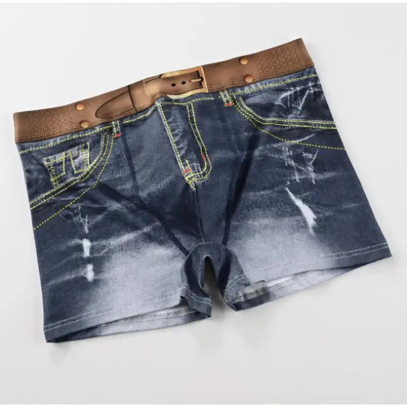 1 Stück Herrenunterwäsche aus Baumwolle mit Denim-Aufdruck, U-förmiges Design, atmungsaktive Boxershorts, Herren-Komfort-Baumwolle — image 5
