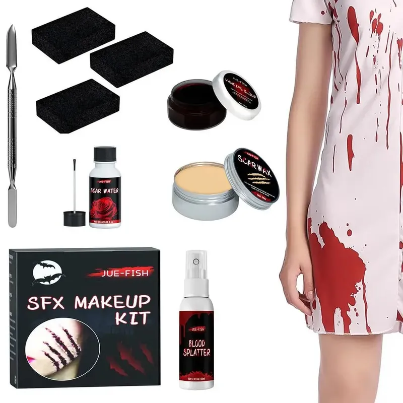 Halloween Particular Effects Fake Scar Wound Makeup Kit Bag | Halloween Horror Cosplay Skin Wax Plasma Scar Paint Makeup Tool