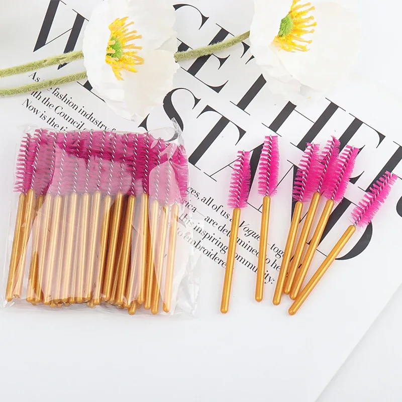 50pcs Disposable Golden Rod Eyebrow Eyelash Brushes Mini Mascara Wands Comb Eyelash Extension Applicator Beauty Makeup Tools — image 12