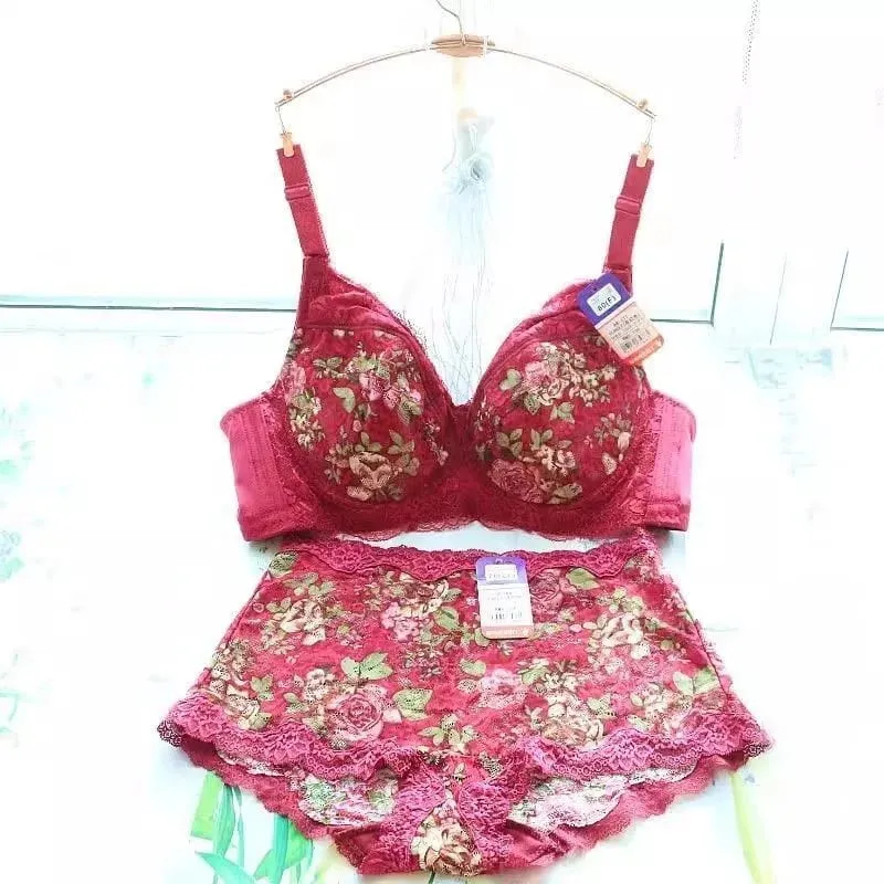 Women's Bra Set Sexy Lace Printed Embroidery Plus Size Full Cup Female Lingerie Suit 34 36 - 48 B C D E F — image 2