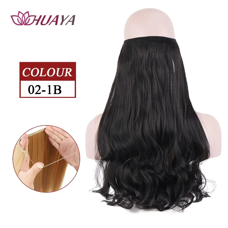 Synthetic Long Straight Invisible Wire No Clips In Hair Extensions Fake Hair Pieces Secret Fish Line Hairpieces For Women — image 20