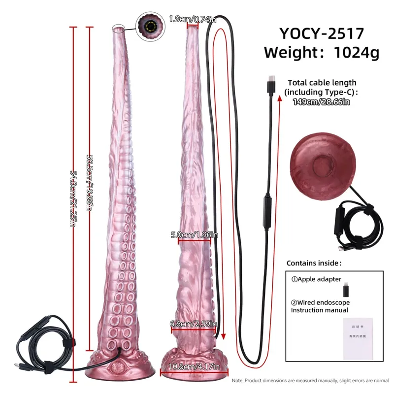 55cm Long Dragon Dildo Extendable Camera Dilator Silicone Anal Expansion Butt Plug Anus Exploration 18+ Sex Toys For Adults