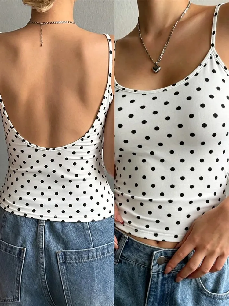 Women Backless Cami Crop Top Summer Solid Color Casual Sleeveless Top Streetwear Y2K Clothes — image 10