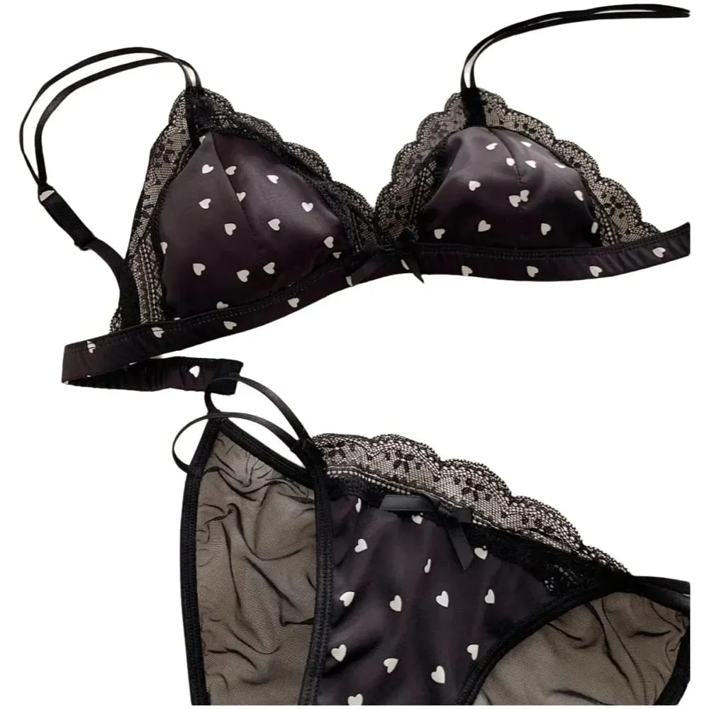 Sexy Lace Bra Set Sweet Triangle Cup Satin French Lace Small Breasts Gathered Underwear Without Steel Ring Thin Section Bra — image 5