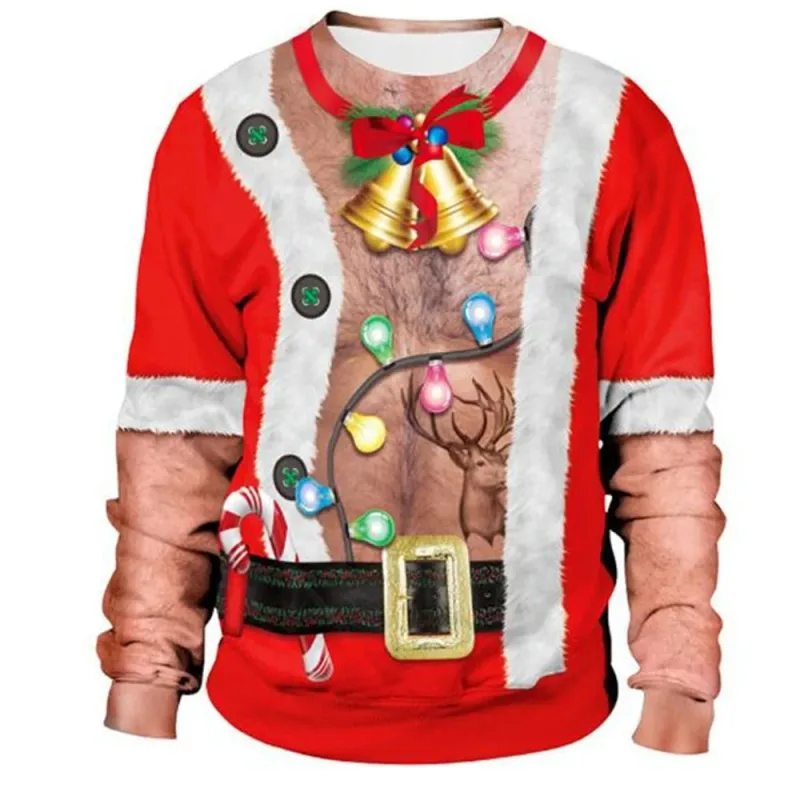Sjov juletrøje Mænd Kvinder Pullover Xmas Sweatshirt Grim grafisk Y2k Sweatshirts til feriefest Løst herretøj — image 12