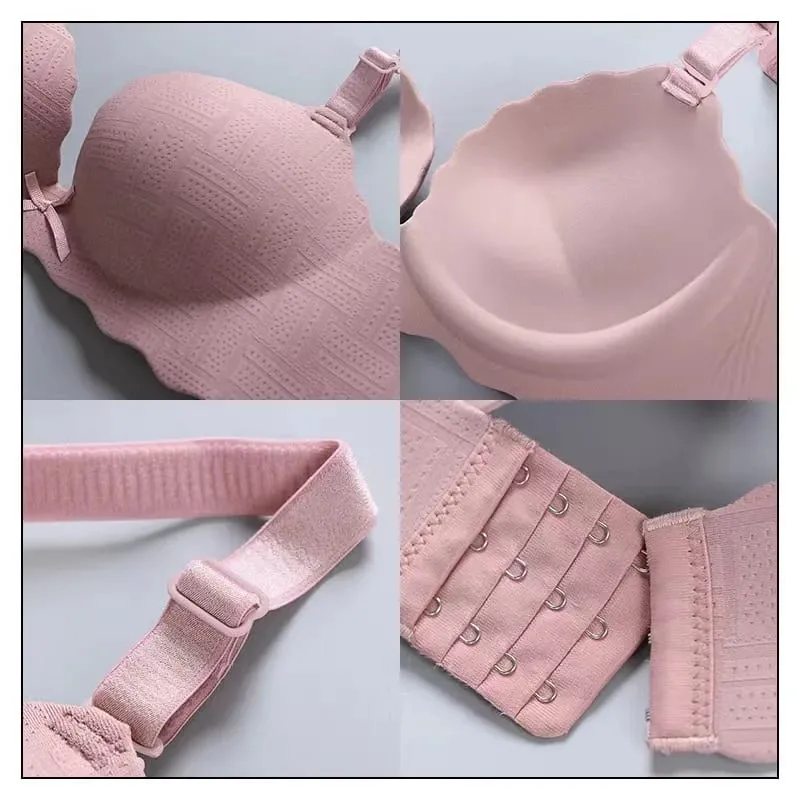 Small Breasts Show Big Underwear Deep V Push-ups No Steel Ring Flat Chest Special Bra Thickened Push-up Bra Set — image 4