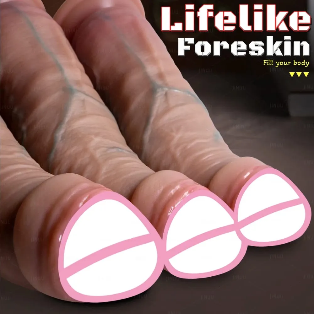 Realistico 3 Formati Fimosi Dildo Pene Realistico Molle Del Silicone Genitali Maschili Masturbazione Vaginale Ventosa Cazzo Donna Sesso Anale — image 5