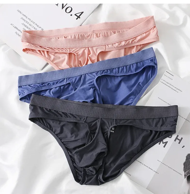 Men's Ice Silk Briefs Summer Transparent Seamless Quick-drying Man Breathable Panties Ultra-thin Underwear
