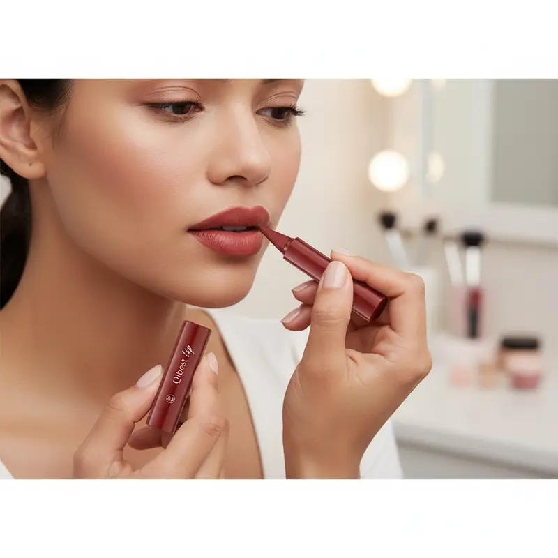 Waterproof Matte Lipstick Liner 2-in-1 Pencil High Pigmentation Lip Color Smooth Moisturizing Formula Natural Gradient Lipstick — image 1