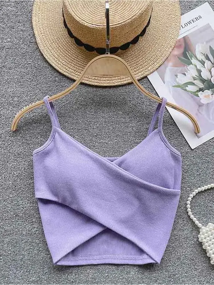 Irregular Casual Sport Camisole Women Strap Design Solid Fashion 2024 Y2K Elegant Ladies Chic Slim Tank Tops — image 2