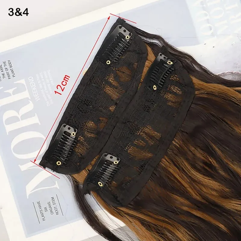 Jeedou Synthetic 4PCS/set Clip in Beach Wavy Hair Extensions Long Bouncy Curly Hairpieces Black Brown Color for Women