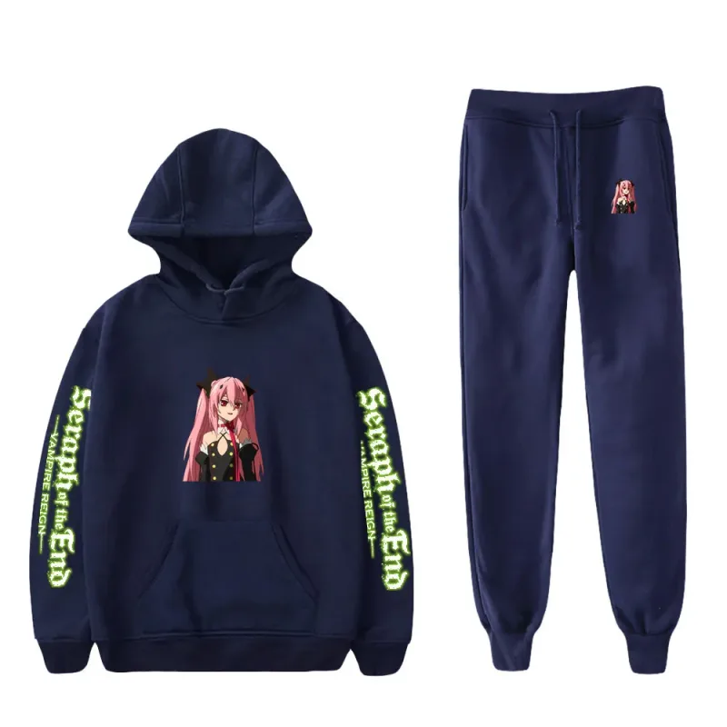 Harajuku cómodo Seraph of the End estampado sudadera pantalones de chándal traje sudaderas con capucha + pantalones traje niños/niñas conjunto de 2 piezas ropa — image 11