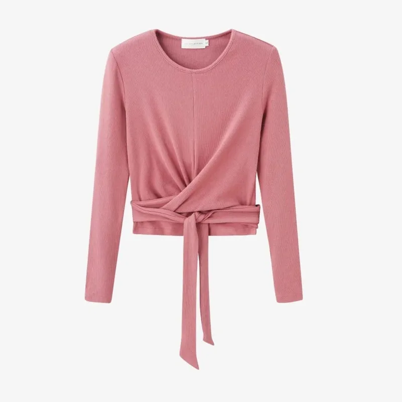 AS 2025 summer ribbing closed-fit wrap tops + Aline dress high Stretch matching sets