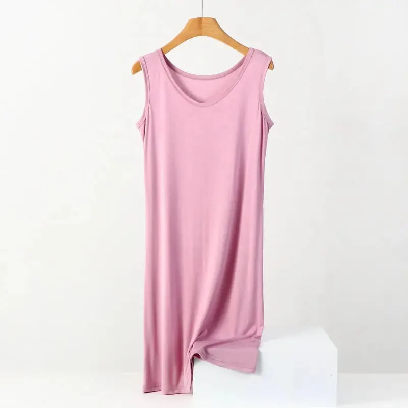 Summer Modal Sleeveless Dress Solid color Tank dress Large size 8XL Mid-Length Bottoming Cami dresses All match — image 15