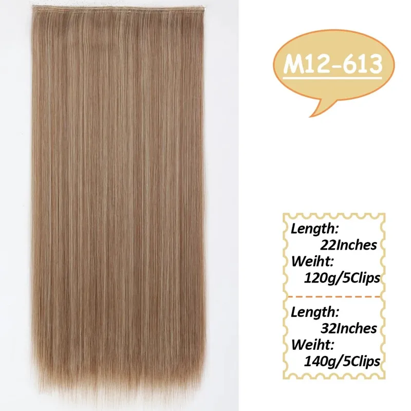5 Clips Long Wavy Clip In Hair Extensions Synthetic Heat Resistant One Piece False Blonde Hair Black Brown Hairpiece For Women