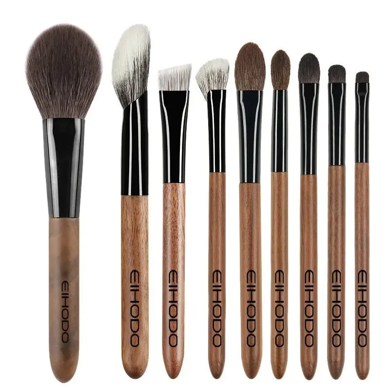 8pcs/set sickle Goat Hair Contour Makeup brushes Bevel Blush Make up brushes Powder Setting Multi-functional Walnut cosmeti tool