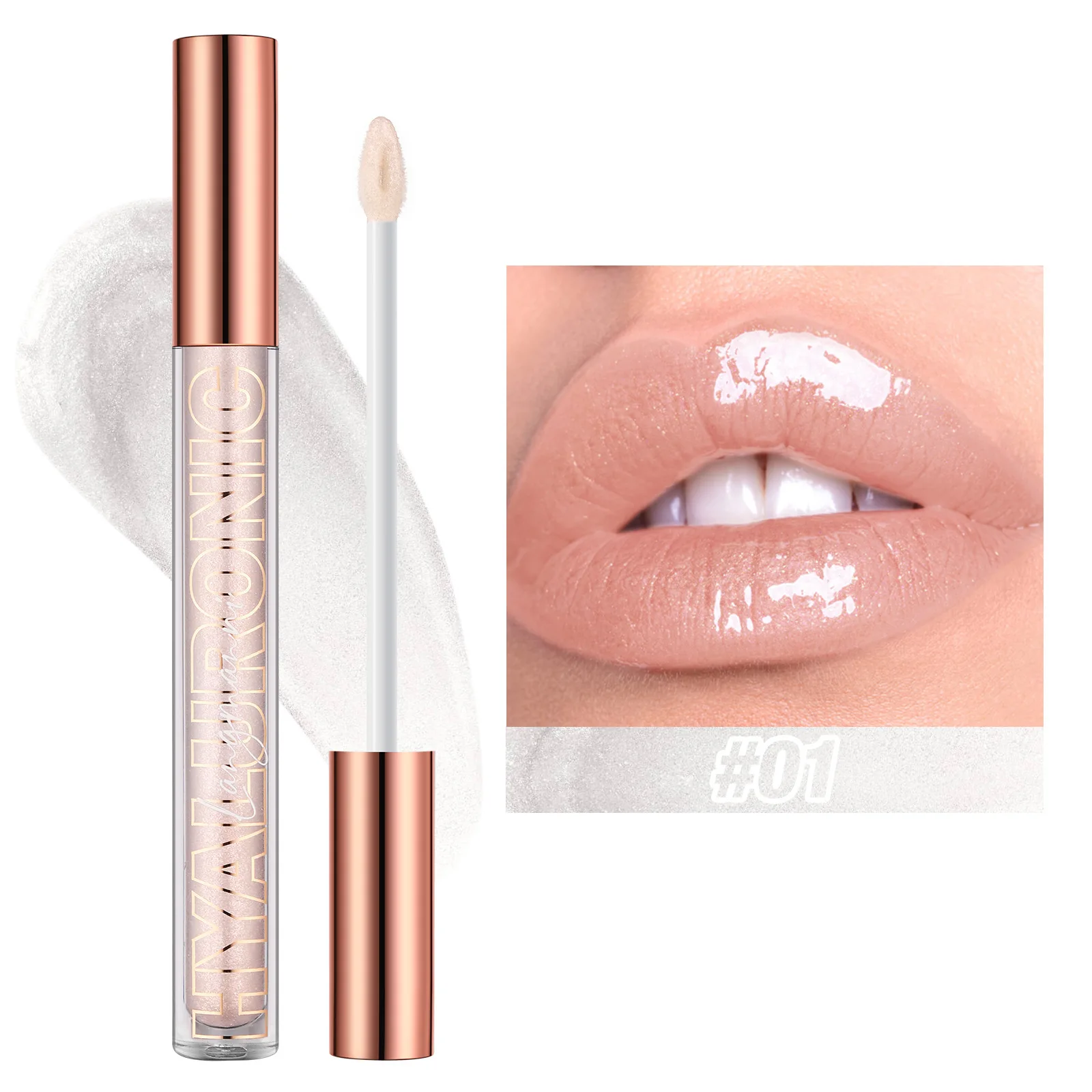 Pearlescent Glitter Plumping Lip Gloss Diamond Glitter Nude Pink Liquid Lipstick Shiny Glass Waterproof Sexy Lip Tint Lip Makeup — image 9