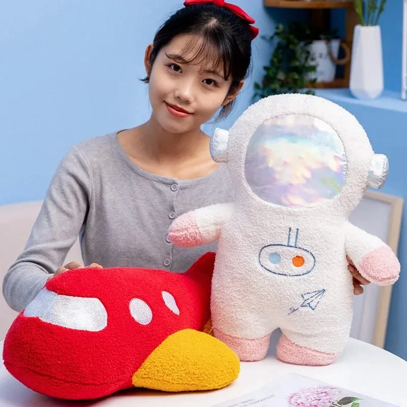 Hot 58cm Plush Rocket Astronaut Toy Stuffed Spaceship Throw Pillow Home Decor Birthday Gift Space Discovery Educational For Kids — image 3