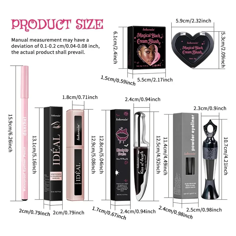 Halloween Gothic Makeup Set Waterproof Eyeliner Pencil Mascara Lip Gloss Cream Blush Kit Long Lasting Creative Makeup Cosmetic — image 6