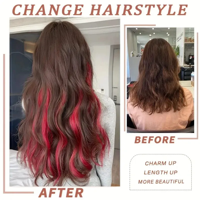 2 PCS Colorful Hair Extensions Curly Synthetic Hair Patches Rainbow Neon Party Highlights Suitable for Girls