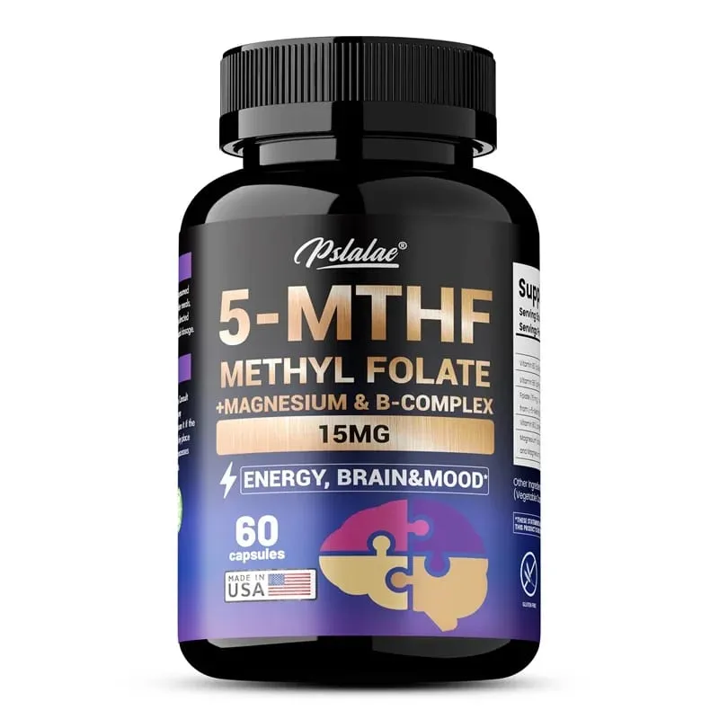 5-MTHF Methylfolate Supplement - Energy Brain and Mood Support Enhances Memory Focus and Clarity Boosts Cognitive Function