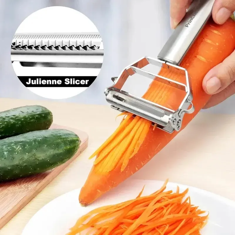 Stainless Steel Vegetable Peeler 4-in-1 Multi-Function Kitchen Tool with Anti-Slip Ergonomic Handle for Potato Carrot Cucumber — image 2