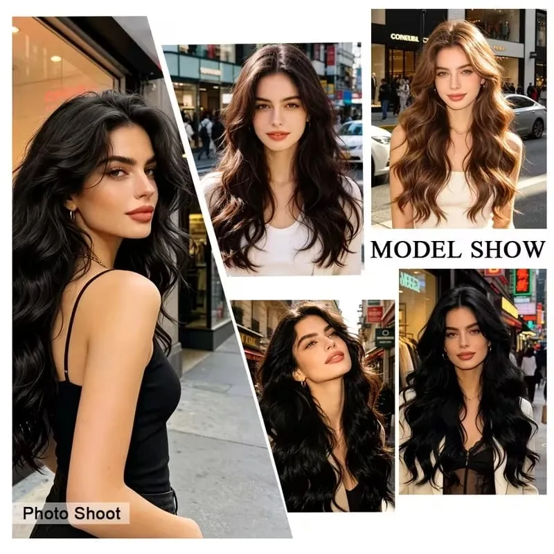 Extensión de cabello sintético rizado largo para mujer, postizo Invisible Natural con volumen de fibras resistentes al calor, 24 pulgadas, uso diario — image 6