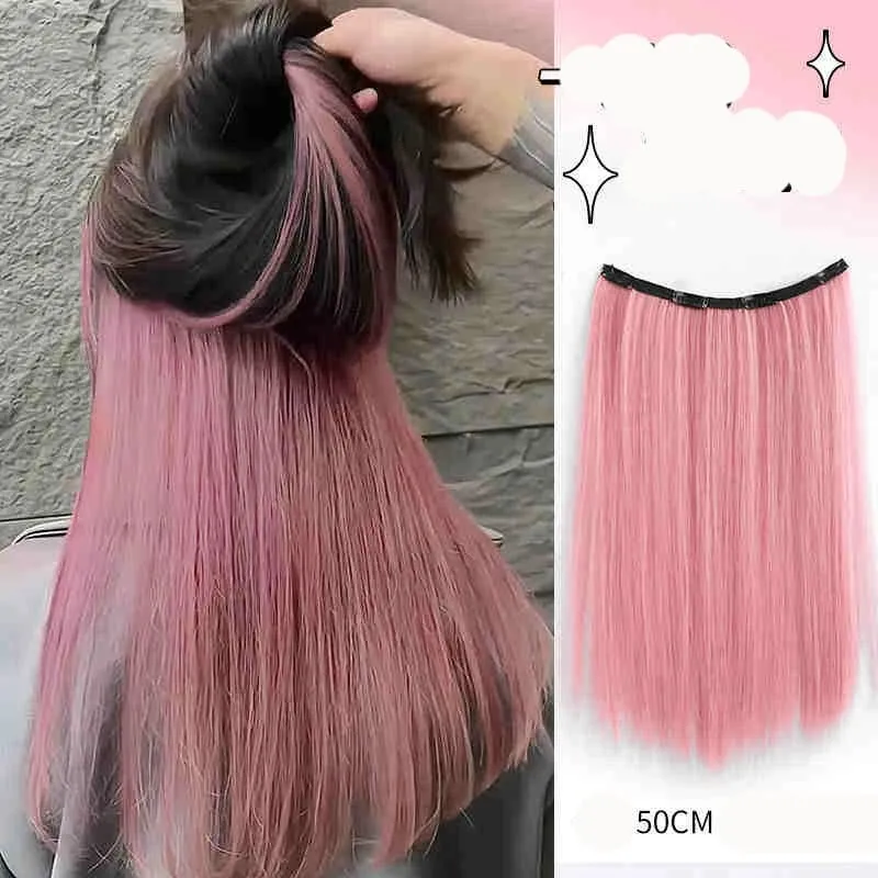 V-shaped One-Piece Synthetic 4 Clip In Hair Extensions Long Straight Hairstyle Hairpiece Colour 50CM Natural Fake Hair — image 10
