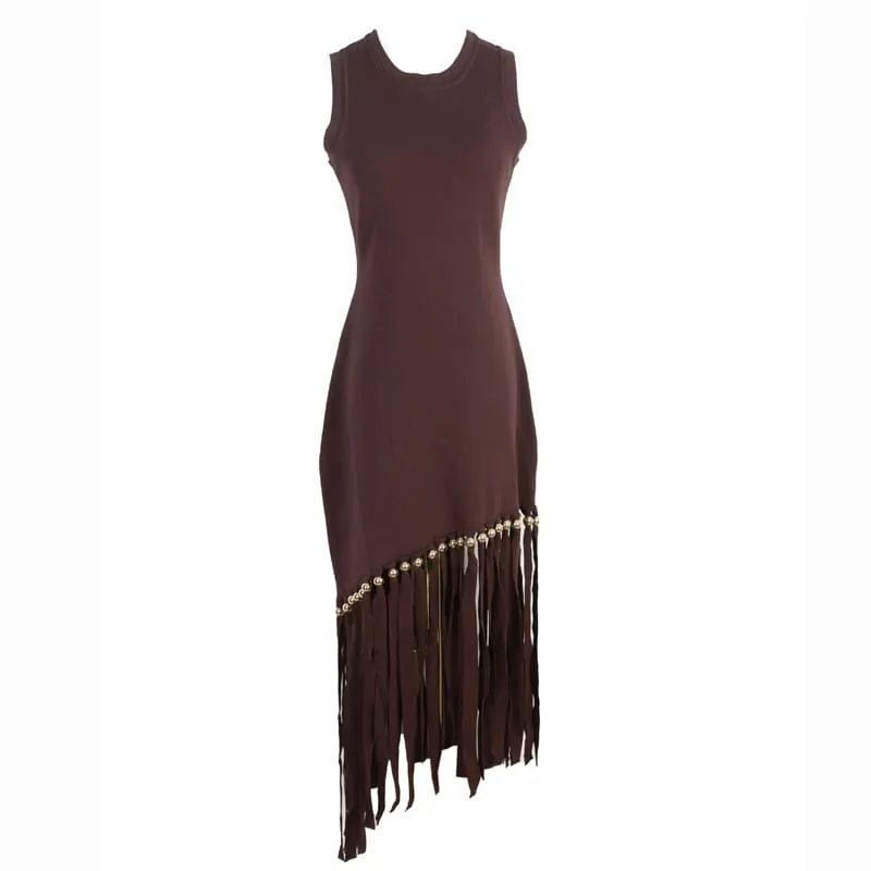 Ele Long Knitted Dr Slim Fit Svel Vintage Tassel Trim Wrap Around Skirt High Waist Silk Tead Lace Summer Dr — image 4