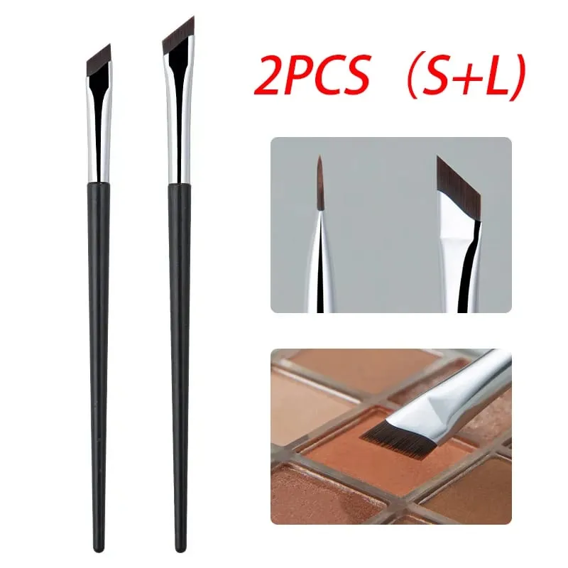 2pcs Angled Blade Eyeliner Brush Ultra Thin Fine Eyebrow Brush Flat Sickle Eyeliner Brushes Thin Angled Eyeliner Makeup Tools — image 1
