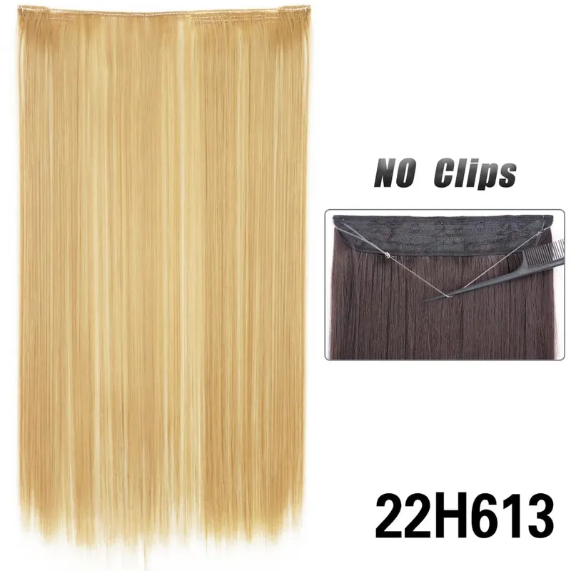 No Clips Hair Extensions Invisible Wire Long Straight Synthetic False Hair Piece 80cm Black Brown Blonde Hairstyle — image 22