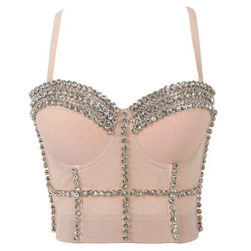 Visivane Rivet Beading y2k Tank Tops Women Bra Blusas Short Corset Woman Clothing Stage Party Shaper Ladies Crop Shirt Camis — image 14