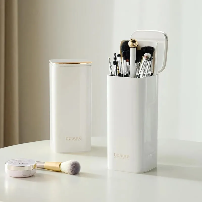 Automatic Lifting Makeup Brushes Holder Dustproof Makeup Brush Holder Desktop Makeup Tools Lipstick Eyebrow Pen Holder Container