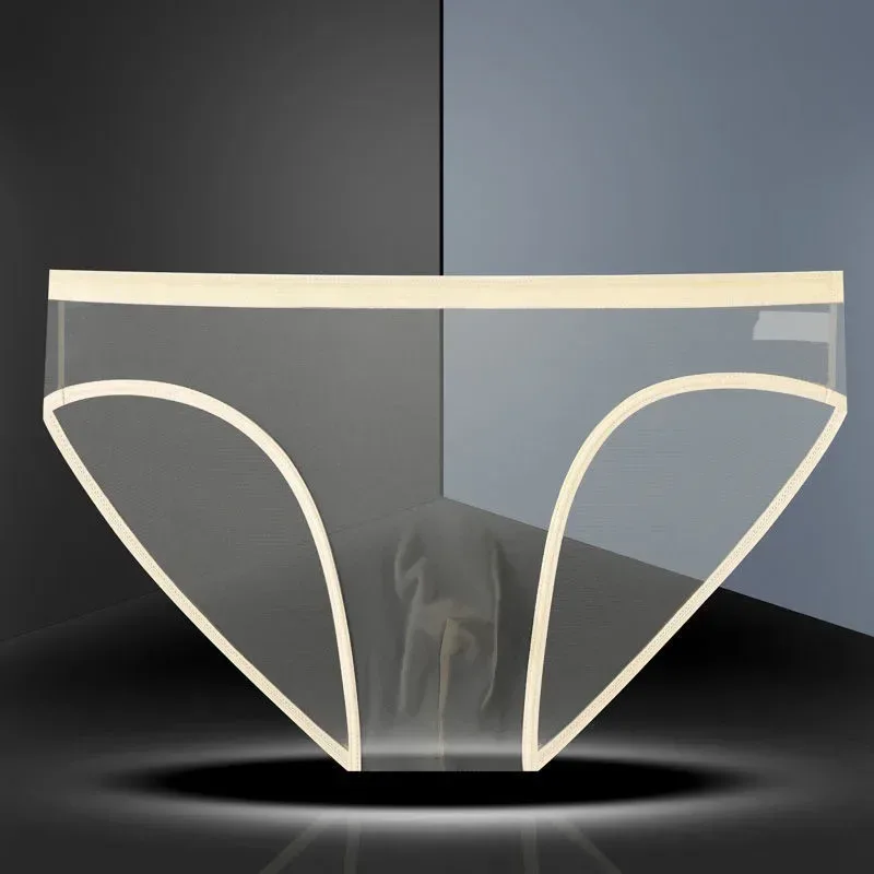 Transparent Underwear Hot Man Pants Ultra-thin Perspective Mid-rise Male Mesh Slips Homme Panties Plus Size