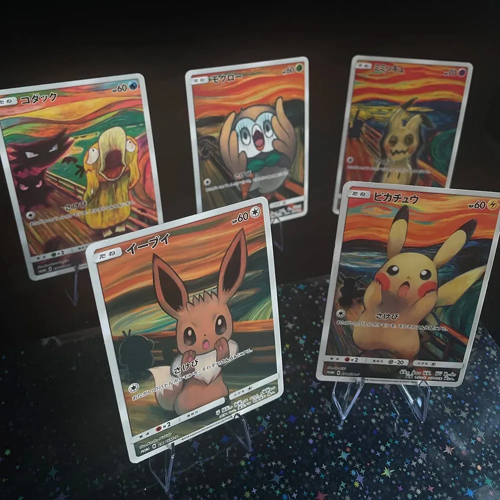 Kad Buatan Sendiri Versi Jepun DIY Sm-P Promo Psyduck Eevee Mimikyu Rowlet Munch A Kad Dagangan Koleksi Retrospektif — image 4