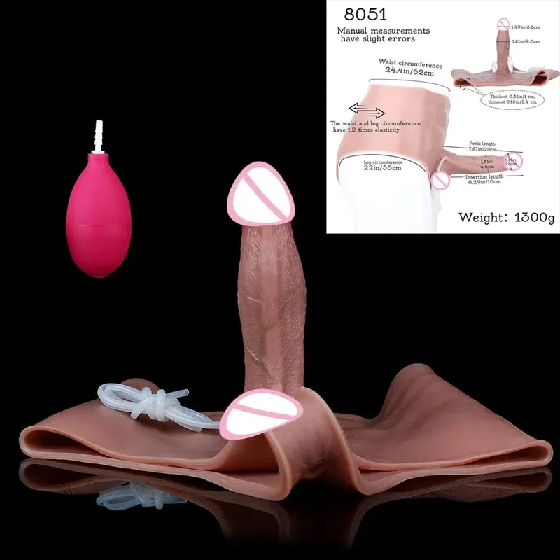Silicone anal plug esguichando calcinha vibrador com músculos abdominais pênis sólido vaginal anal masturbador brinquedo sexual para o sexo feminino