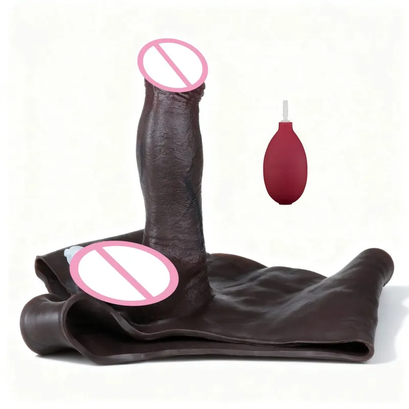 Sort nøgen strop stor realistisk udløsning dildo silikone sprøjtende trusser med simuleret solid penis sexlegetøj til kvinder