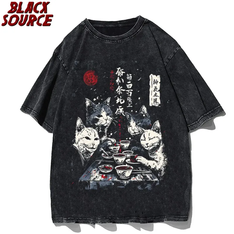 T0220 Cute Ramen Japanese Cat Hoodie, Unisex Cartoon Graphic Pullover Sweatshirt, Casual Streetwear Loose Fit Daily Wear — image 5