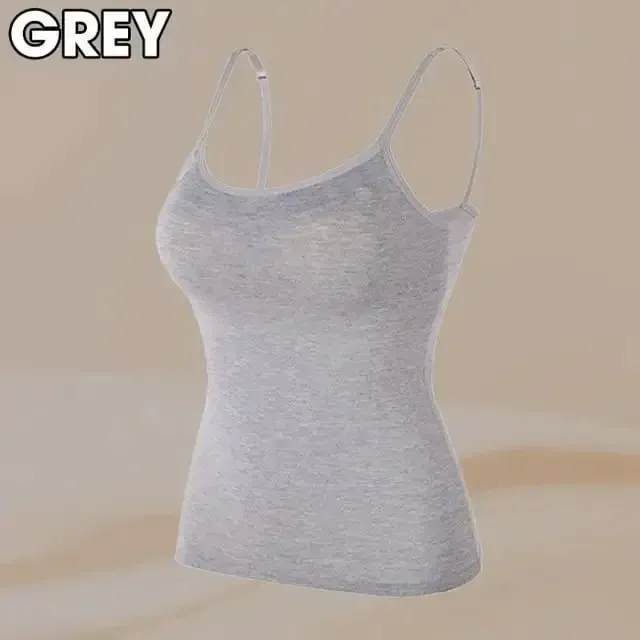 Sexy Women Tops Solid Padded Bra Spaghetti Camisole Top Women Vest Women Camisole with Built in Bra Cami Top Vest Tank Top 2024