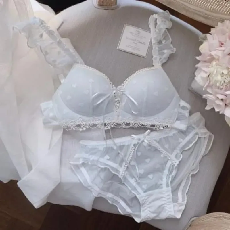 Cute German Style Bralette Set Wireless Lace Training Bra for Teens Sweet First Bra for Small Chest Comfortable Girls Lingerie