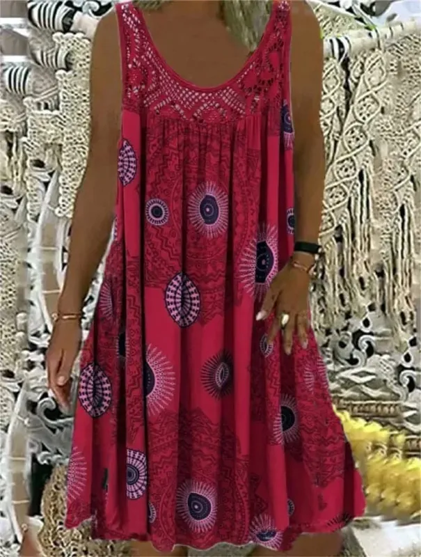 Damen-S-5XL-Größe, digital bedruckt, schulterfrei, sexy Leibchen, locker sitzendes Kleid, Spitze, Freizeitkleid, Sommerkleid — image 14