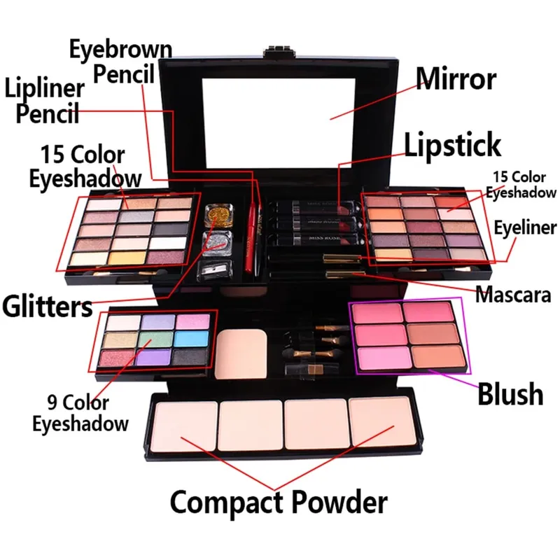 Multi-function Comestic Kit All-in-one Eyeshadow Makeup Brushes Lipstick Make Up Set Palette Case Professional Makeup Artist Box — image 5