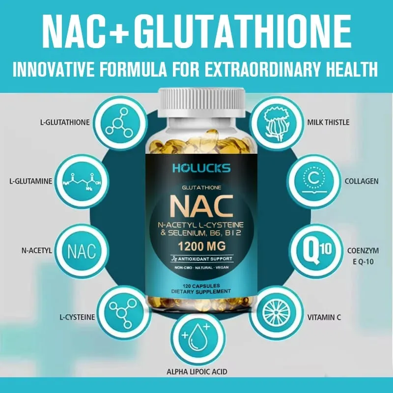 NAC Capsules 1200mg-สนับสนุนสุขภาพผิวพลังงานมือถือสารต้านอนุมูลอิสระDetoxเพิ่มภูมิคุ้มกันปรับปรุงการย่อยอาหาร — image 5